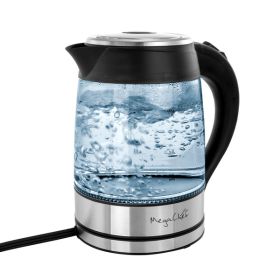 MegaChef 1.8Lt. Glass Body and Stainless Steel Electric Tea Kettle