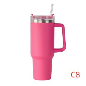 40 oz. With Logo Stainless Steel Thermos Handle Water Glass With Lid And Straw Beer Glass Car Travel Kettle Outdoor Water Bottle (Color: C8, Capacity: 1200ml)